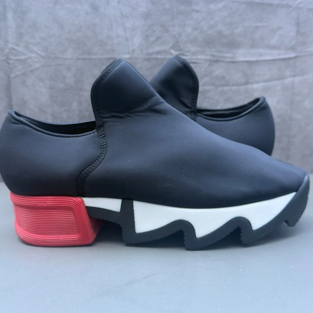 iRi Neoprene Slip On Sneakers Size 39 Black Red White Made in Italy